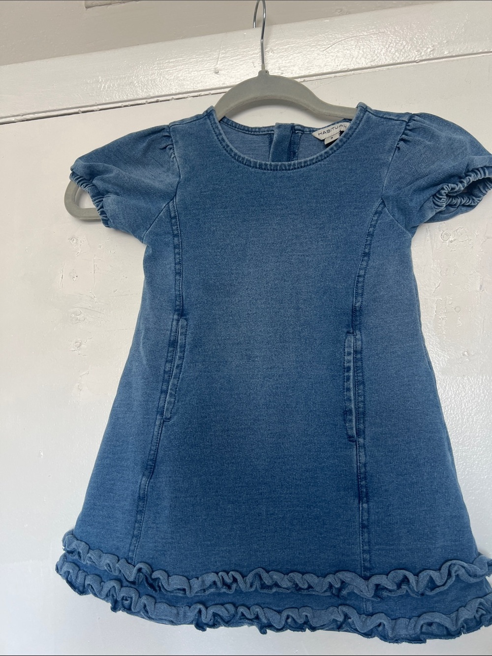 Habitual Blue Denim Ruffle-Hem Kids Dress